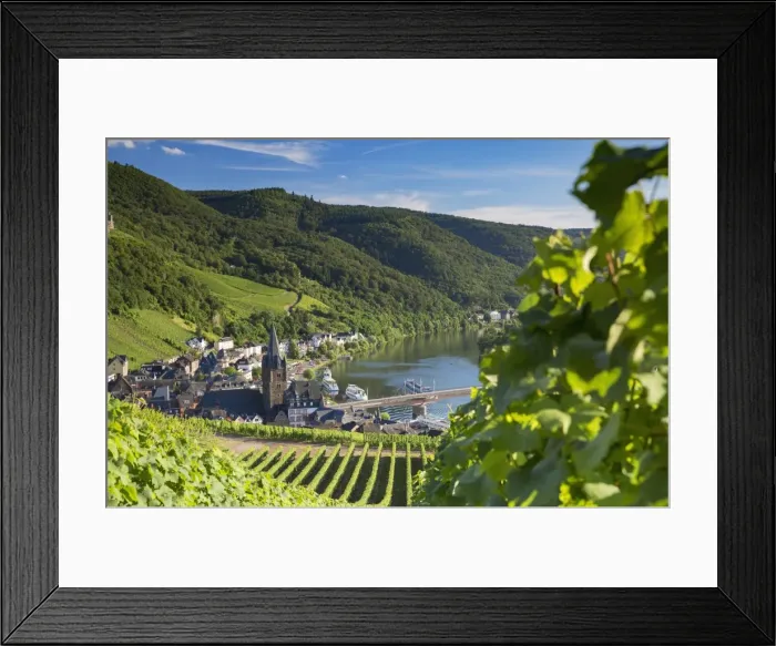 Framed Print : View of vineyards and River Moselle, Bernkastel-Kues, Rhineland-Palatinate, Germany Framed Print : View of vineyards and River Moselle, Bernkastel-Kues, Rhineland-Palatinate, Germany