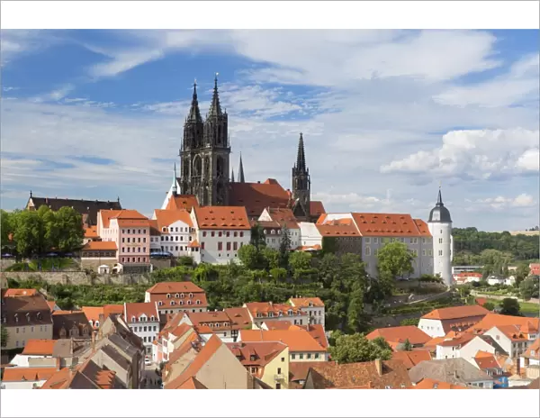 View of Cathedral and Albrechtsburg, Meissen, Saxony, Germany, Europe