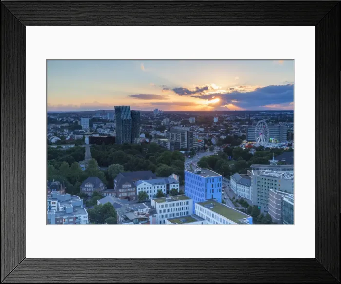 Framed Print : View of St. Pauli at sunset, Hamburg, Germany, Europe Framed Print : View of St. Pauli at sunset, Hamburg, Germany, Europe