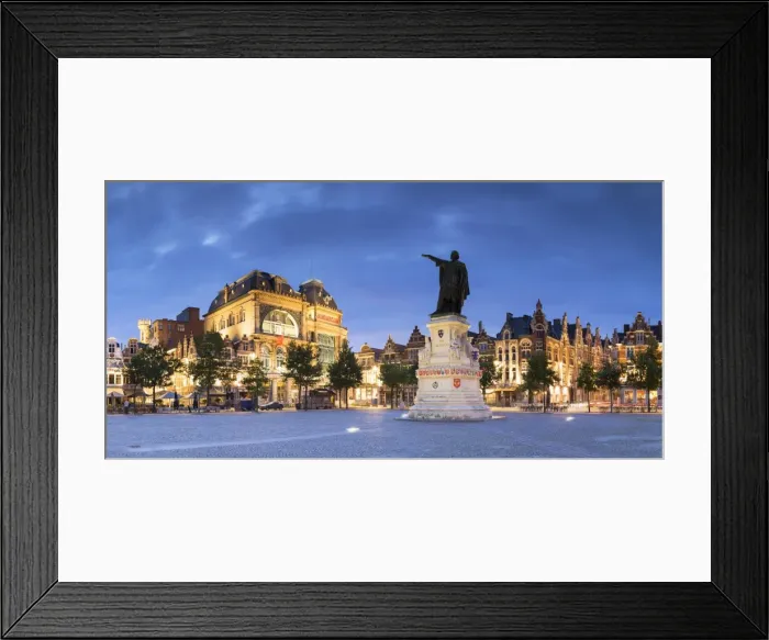 Framed Print : Friday Market Square at dusk, Ghent, Flanders, Belgium, Europe Framed Print : Friday Market Square at dusk, Ghent, Flanders, Belgium, Europe