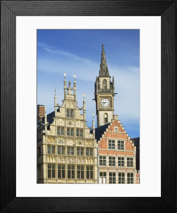 Framed Print : Guild houses and Town Hall in historic centre, Ghent, Flanders, Belgium, Europe Framed Print : Guild houses and Town Hall in historic centre, Ghent, Flanders, Belgium, Europe
