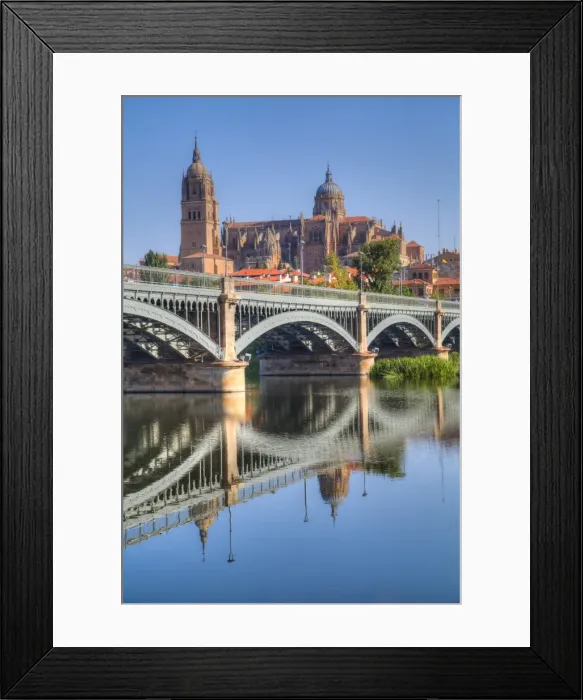 Framed Print : Enrique Estavan Bridge in foreground, Cathedral of Salamanca, Salamanca, UNESCO World Heritage Site
