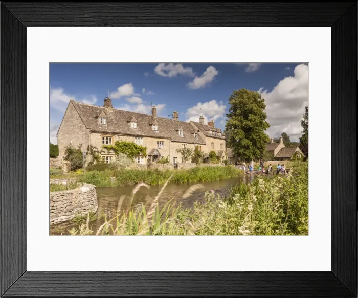 Framed Print : Typical Cotswolds stone houses in Lower Slaughter, Gloucestershire, England, United Kingdom Framed Print : Typical Cotswolds stone houses in Lower Slaughter, Gloucestershire, England, United Kingdom