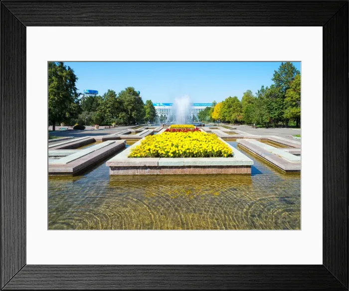 Framed Print : Republic Square Park, water spraying from fountain, Almaty, Kazakhstan, Central Asia Framed Print : Republic Square Park, water spraying from fountain, Almaty, Kazakhstan, Central Asia