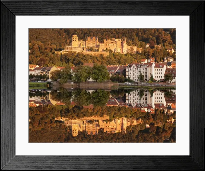 Framed Print : View over the Neckar River to the castle at sunset, Heidelberg, Baden-Wurttemberg Framed Print : View over the Neckar River to the castle at sunset, Heidelberg, Baden-Wurttemberg
