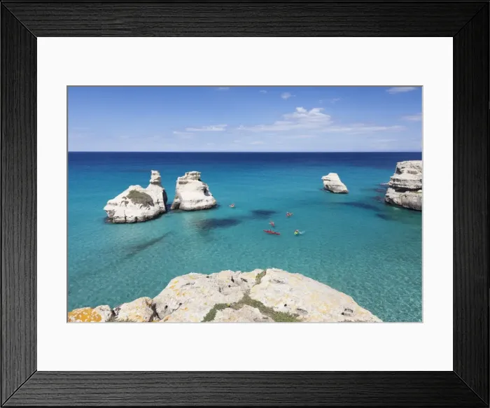 Framed Print : Rocky coast near Torre dell Orso, Due Sorello Rocks (Two Sisters), Adriatic Sea, Lecce province Framed Print : Rocky coast near Torre dell Orso, Due Sorello Rocks (Two Sisters), Adriatic Sea, Lecce province