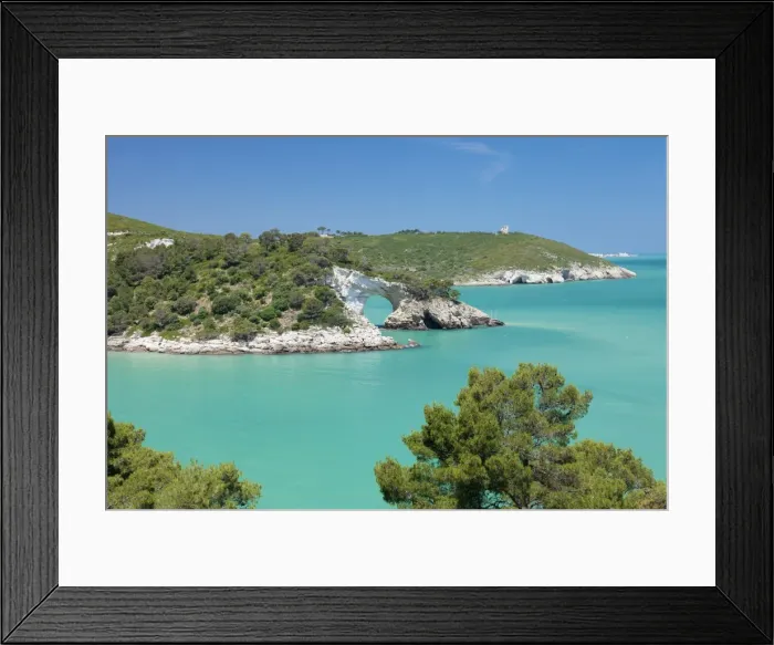 Framed Print : Cala San Felice bay with Architiello di San Felice rock arch, Gargano, Foggia Province Framed Print : Cala San Felice bay with Architiello di San Felice rock arch, Gargano, Foggia Province