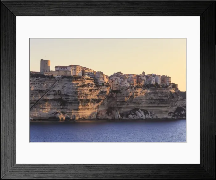 Framed Print : Old citadel at dawn, in early morning light, seen from the sea, Bonifacio, Corsica Framed Print : Old citadel at dawn, in early morning light, seen from the sea, Bonifacio, Corsica