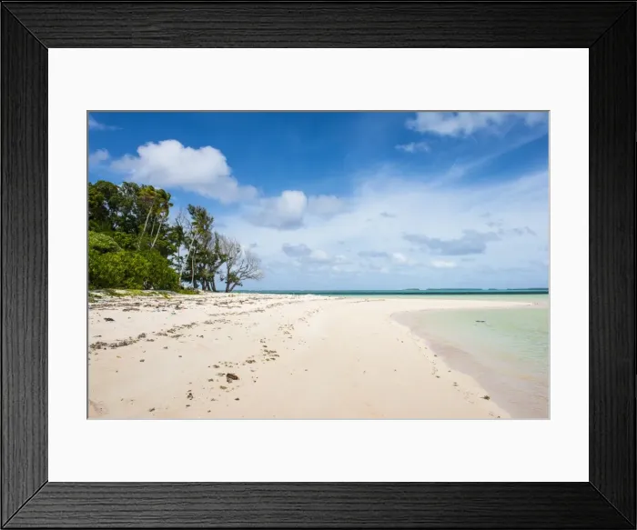 Framed Print : White sand and turquoise water at Laura (Lowrah) beach, Majuro atoll, Majuro, Marshall Islands