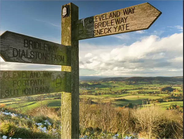 Sneck Yate signpost at Whitestone Cliffe, on The Cleveland Way long distance footpath