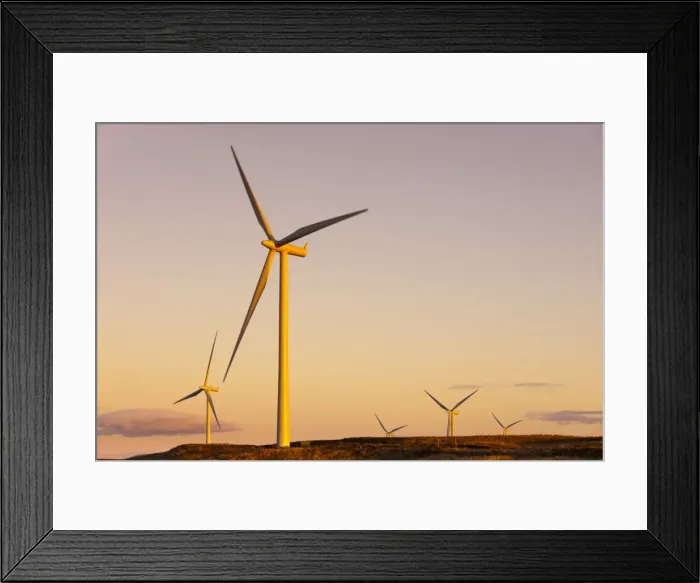 Framed Print : Wind turbines at sunset, Whitelee Wind Farm, East Renfrewshire, Scotland, United Kingdom Framed Print : Wind turbines at sunset, Whitelee Wind Farm, East Renfrewshire, Scotland, United Kingdom