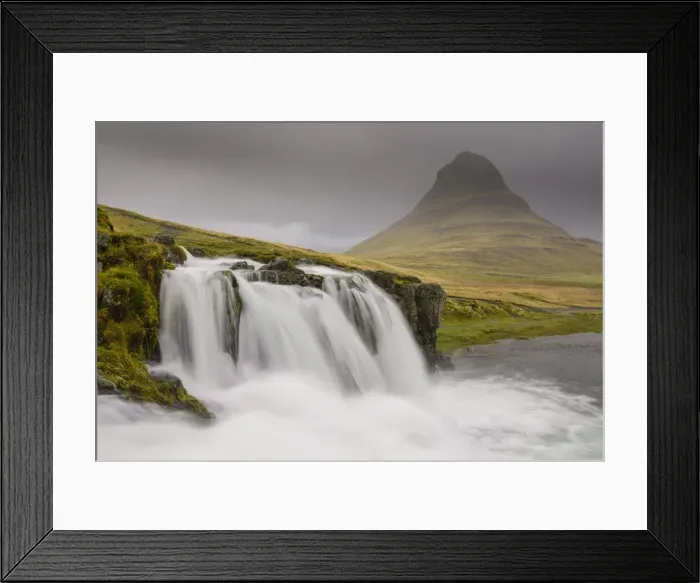 Framed Print : Kirkjufellsfoss on a cloudy day on the Snaefellsness Peninsula, Iceland, Polar Regions Framed Print : Kirkjufellsfoss on a cloudy day on the Snaefellsness Peninsula, Iceland, Polar Regions