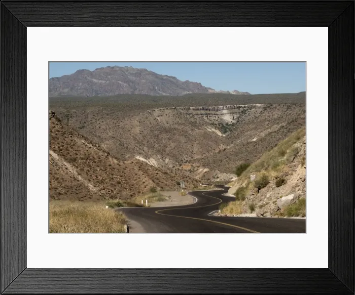 Framed Print : Desert road near Santa Rosalia, Baja California, Mexico, North America Framed Print : Desert road near Santa Rosalia, Baja California, Mexico, North America