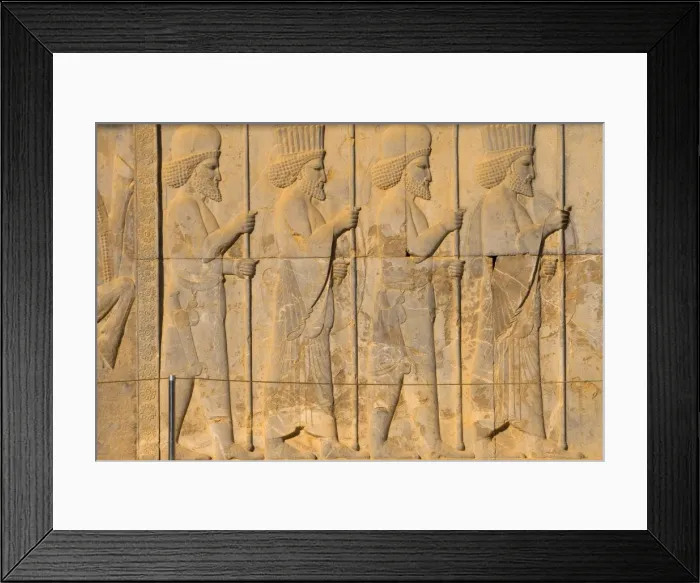 Framed Print : Carved relief of Royal Persian guard, Apadana Palace, Persepolis, UNESCO World Heritage Site