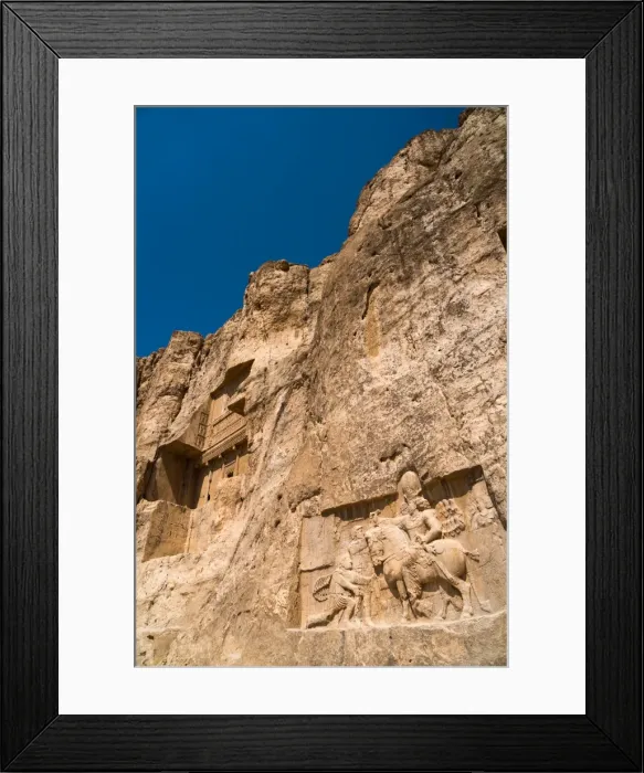 Framed Print : Tomb of Ataxerxes I and carved relief below, Naqsh-e Rostam Necropolis, near Persepolis Framed Print : Tomb of Ataxerxes I and carved relief below, Naqsh-e Rostam Necropolis, near Persepolis