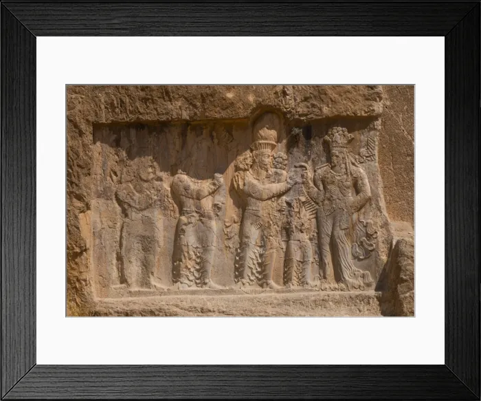 Framed Print : Carved relief of the Investiture of Narse, 294-302 AD, to the lower right of Framed Print : Carved relief of the Investiture of Narse, 294-302 AD, to the lower right of