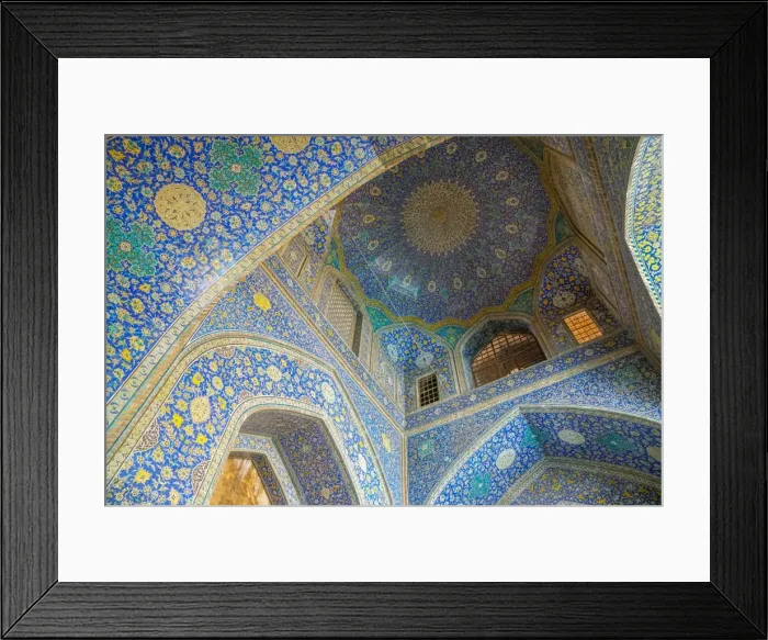 Framed Print : Ceiling of entrance portal in Isfahan blue, Imam Mosque, UNESCO World Heritage Site Framed Print : Ceiling of entrance portal in Isfahan blue, Imam Mosque, UNESCO World Heritage Site