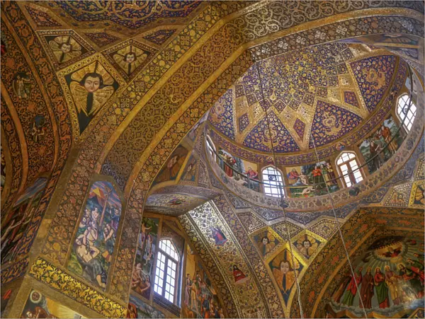 Interior of dome of Vank (Armenian) Cathedral, Isfahan, Iran, Middle East