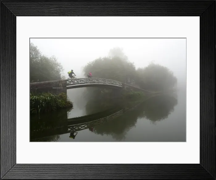 Framed Print : A cyclist on a bridge on Birmingham Canal Navigations (BCN), Birmingham, West Midlands Framed Print : A cyclist on a bridge on Birmingham Canal Navigations (BCN), Birmingham, West Midlands