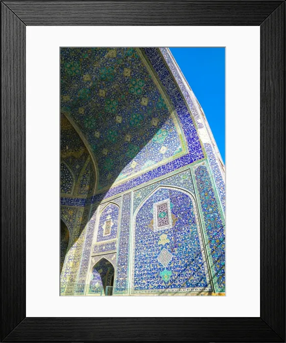 Framed Print : Tiled archway in Isfahan blue, Imam Mosque, UNESCO World Heritage Site, Isfahan, Iran Framed Print : Tiled archway in Isfahan blue, Imam Mosque, UNESCO World Heritage Site, Isfahan, Iran