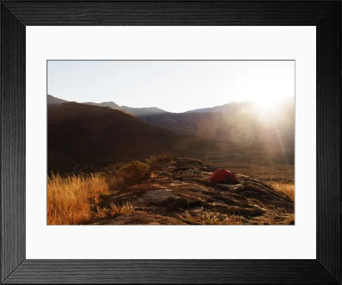 Framed Print : Sunrise on a tent, Tsaranoro Valley, Ambalavao, central area, Madagascar, Africa Framed Print : Sunrise on a tent, Tsaranoro Valley, Ambalavao, central area, Madagascar, Africa