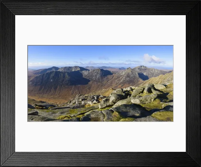 Framed Print : Panoramic view of the Northern Mountains from the top of Goatfell, Isle of Arran Framed Print : Panoramic view of the Northern Mountains from the top of Goatfell, Isle of Arran