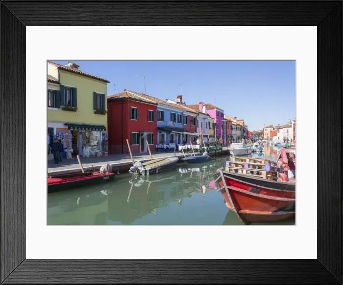 Framed Print : Canal and colourful facades, Burano, Veneto, Italy, Europe Framed Print : Canal and colourful facades, Burano, Veneto, Italy, Europe