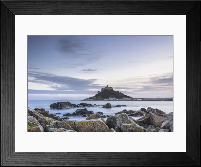 Framed Print : High tide at Mounts Bay in Marazion, Cornwall, England, United Kingdom, Europe
