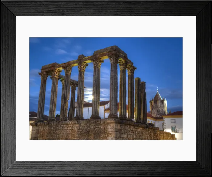 Framed Print : Roman Temple in foreground, Evora Cathdral in the background, Evora, UNESCO World Heritage Site Framed Print : Roman Temple in foreground, Evora Cathdral in the background, Evora, UNESCO World Heritage Site