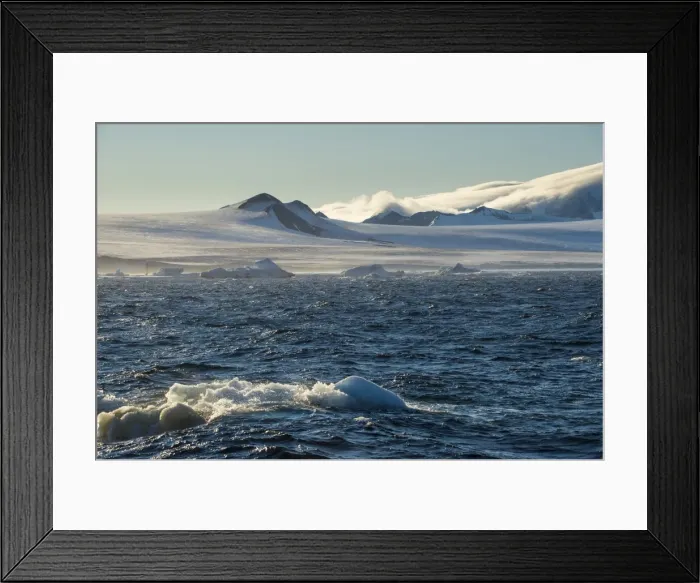 Framed Print : Little icebergs floating in front of the huge glaciers on Tabarin Peninsula, Antarctica Framed Print : Little icebergs floating in front of the huge glaciers on Tabarin Peninsula, Antarctica