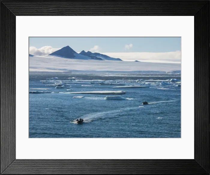 Framed Print : Zodiac with tourists cruising through the icebergs, Brown Bluff, Tabarin Peninsula Framed Print : Zodiac with tourists cruising through the icebergs, Brown Bluff, Tabarin Peninsula