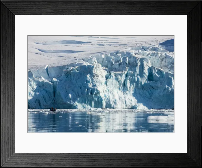 Framed Print : Zodiac with tourists cruising in front of a huge glacier, Hope Bay, Antarctica, Polar Framed Print : Zodiac with tourists cruising in front of a huge glacier, Hope Bay, Antarctica, Polar