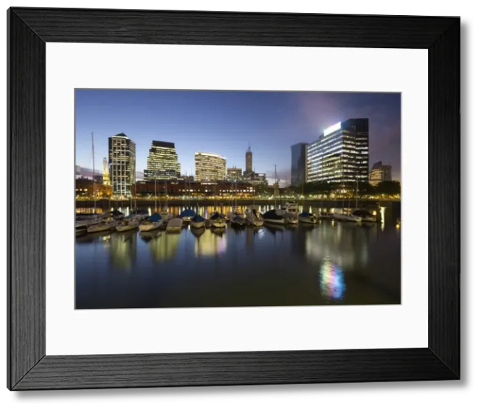 Framed Print : City skyline from marina of Puerto Madero at night, San Telmo, Buenos Aires, Argentina Framed Print : City skyline from marina of Puerto Madero at night, San Telmo, Buenos Aires, Argentina