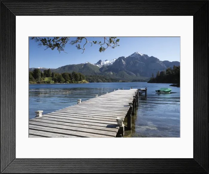 Framed Print : Pier and Andes on Lago Perito Moreno, Llao Llao, near Bariloche, Nahuel Huapi National Park Framed Print : Pier and Andes on Lago Perito Moreno, Llao Llao, near Bariloche, Nahuel Huapi National Park