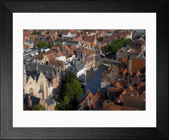 Framed Print : Rozenhoedkaai seen from the top of Belfry Tower (Belfort Tower), UNESCO World Heritage Site