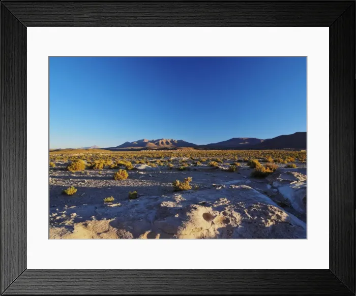 Framed Print : Landscape near the Villa Mar village at sunset, Nor Lipez Province, Potosi Department Framed Print : Landscape near the Villa Mar village at sunset, Nor Lipez Province, Potosi Department
