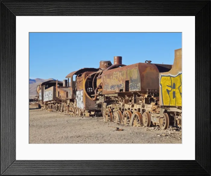 Framed Print : View of the train cemetery, Uyuni, Antonio Quijarro Province, Potosi Department, Bolivia Framed Print : View of the train cemetery, Uyuni, Antonio Quijarro Province, Potosi Department, Bolivia