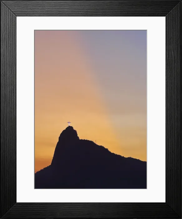 Framed Print : Sunset view of Christ the Redeemer statue and Corcovado Mountain, Rio de Janeiro Framed Print : Sunset view of Christ the Redeemer statue and Corcovado Mountain, Rio de Janeiro