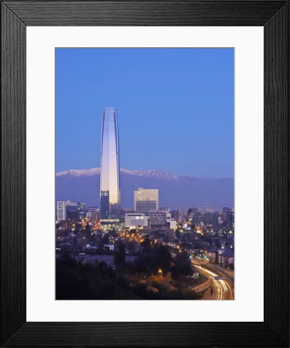 Framed Print : Twilight view from the Parque Metropolitano towards the high raised buildings with Framed Print : Twilight view from the Parque Metropolitano towards the high raised buildings with