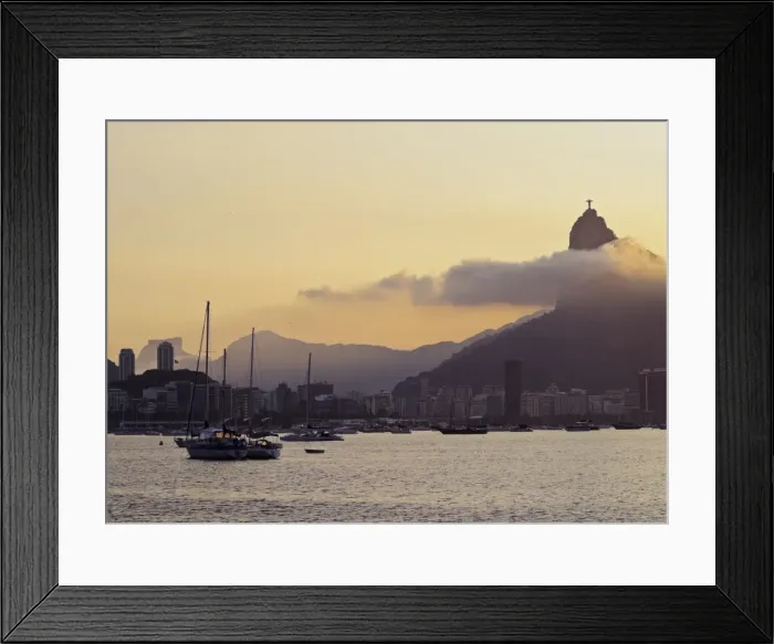 Framed Print : Sunset over Botafogo Bay and Corcovado Mountain viewed from Urca, Rio de Janeiro Framed Print : Sunset over Botafogo Bay and Corcovado Mountain viewed from Urca, Rio de Janeiro