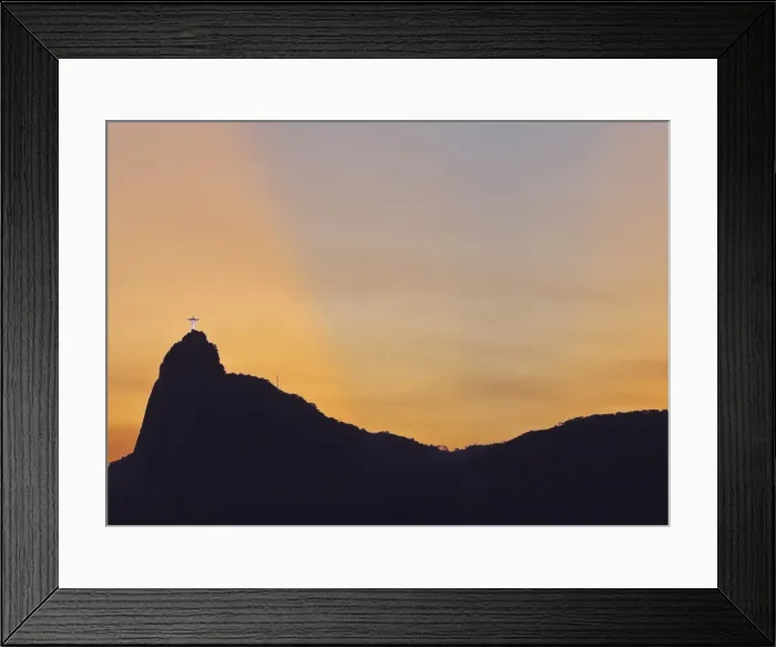 Framed Print : Sunset view of Christ the Redeemer statue and Corcovado Mountain, Rio de Janeiro Framed Print : Sunset view of Christ the Redeemer statue and Corcovado Mountain, Rio de Janeiro