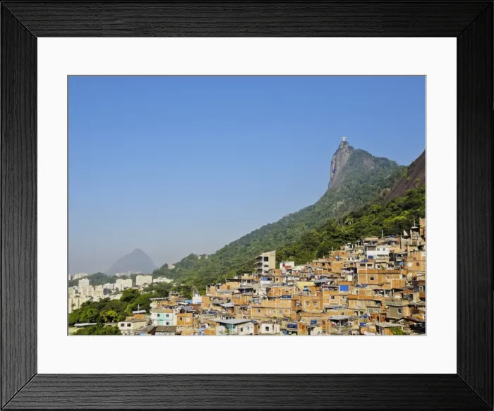 Framed Print : View of the Favela Santa Marta with Corcovado and the Christ statue behind, Rio de Janeiro Framed Print : View of the Favela Santa Marta with Corcovado and the Christ statue behind, Rio de Janeiro