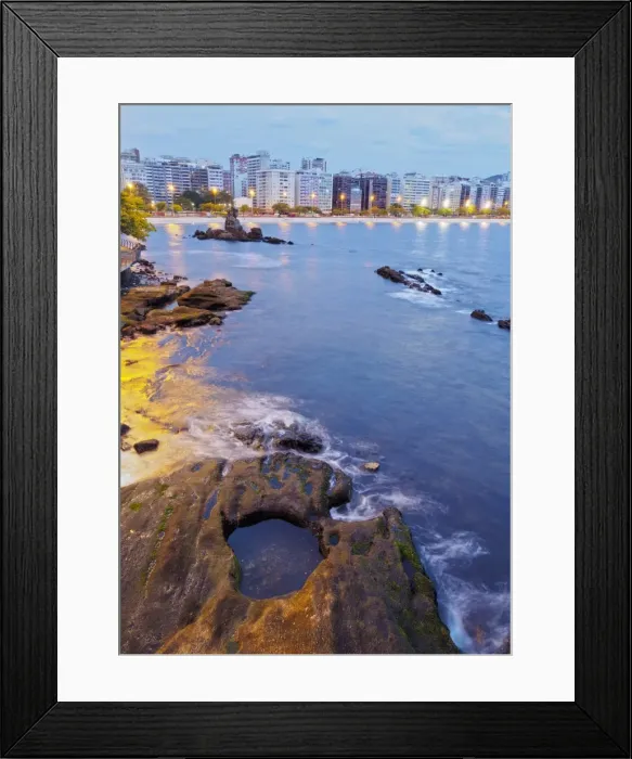 Framed Print : Twilight view towards Icarai Beach with skyline of Niteroi, Niteroi, Rio de Janeiro Framed Print : Twilight view towards Icarai Beach with skyline of Niteroi, Niteroi, Rio de Janeiro