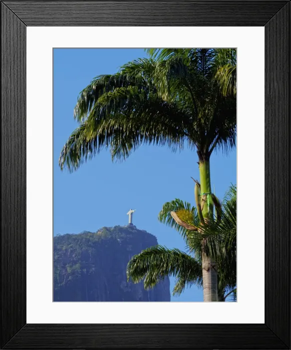 Framed Print : Corcovado and Christ statue viewed through the palm trees of the Botanical Garden Framed Print : Corcovado and Christ statue viewed through the palm trees of the Botanical Garden