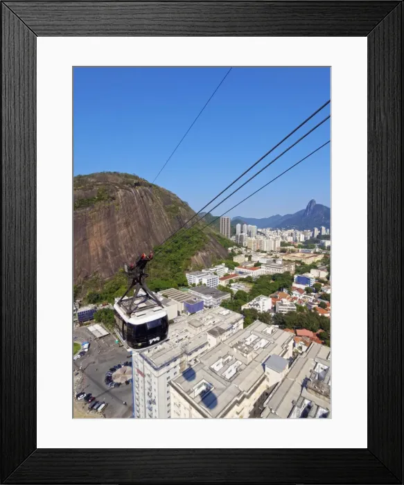 Framed Print : Cableway (cable car) to Sugarloaf Mountain, Urca, Rio de Janeiro, Brazil, South America Framed Print : Cableway (cable car) to Sugarloaf Mountain, Urca, Rio de Janeiro, Brazil, South America