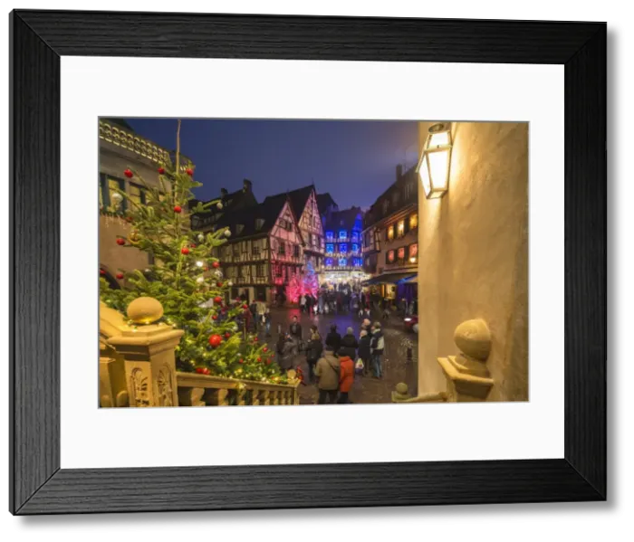 Framed Print : Christmas Markets in the old medieval town enriched by colourful lights, Colmar Framed Print : Christmas Markets in the old medieval town enriched by colourful lights, Colmar