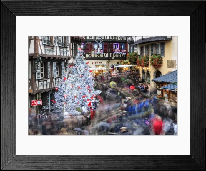 Framed Print : Christmas tree and Santa Claus in the pedestrian roads of the old town, Colmar, Haut-Rhin Framed Print : Christmas tree and Santa Claus in the pedestrian roads of the old town, Colmar, Haut-Rhin