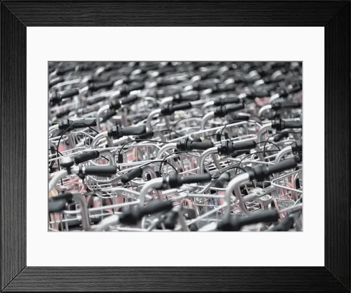 Framed Print : A sea of identical bike handles, China, Asia