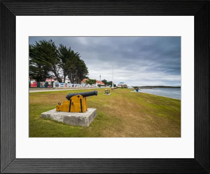 Framed Print : Old cannons on the shore of Stanley, capital of the Falkland Islands, South America Framed Print : Old cannons on the shore of Stanley, capital of the Falkland Islands, South America