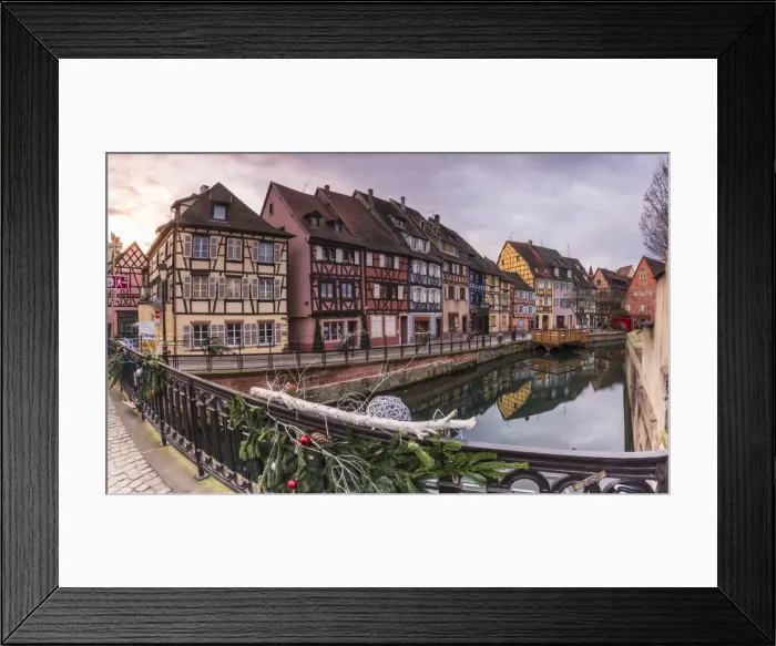 Framed Print : Colored houses reflected in River Lauch at sunset, Petite Venise, Colmar, Haut-Rhin department Framed Print : Colored houses reflected in River Lauch at sunset, Petite Venise, Colmar, Haut-Rhin department